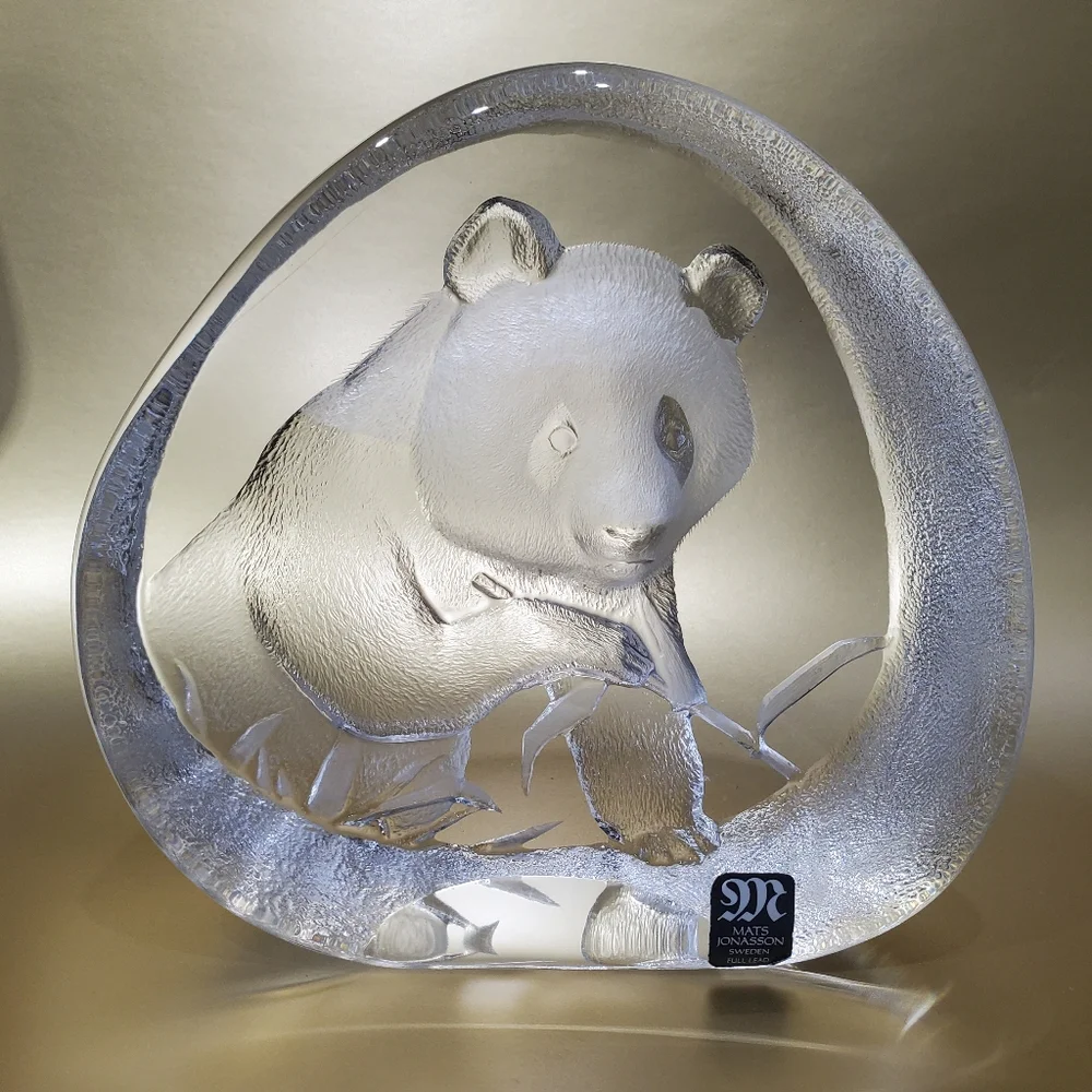 Mats Jonasson Sweden 🇸🇪 Lead Crystal Panda 🐼 4 1/2" Art Glass Signed Numbered - Picture 16 of 16